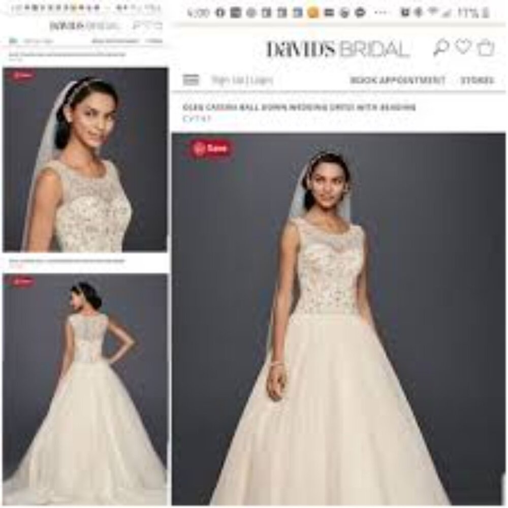 Oleg Cassini Ball Gown Wedding Dress with Beading - Ivory/Cream (Size 8) - Picture 6 of 8